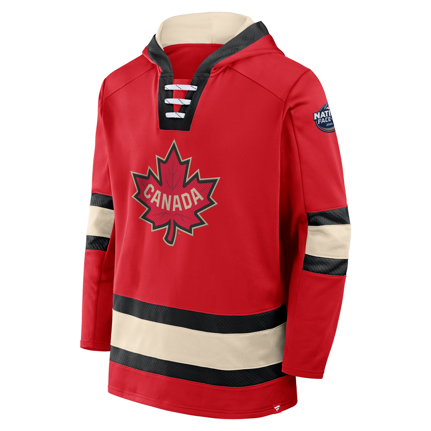 Men's Canada Fanatics Red 2025 4 Nations Face-Off Lace-Up Pullover Hoodie
