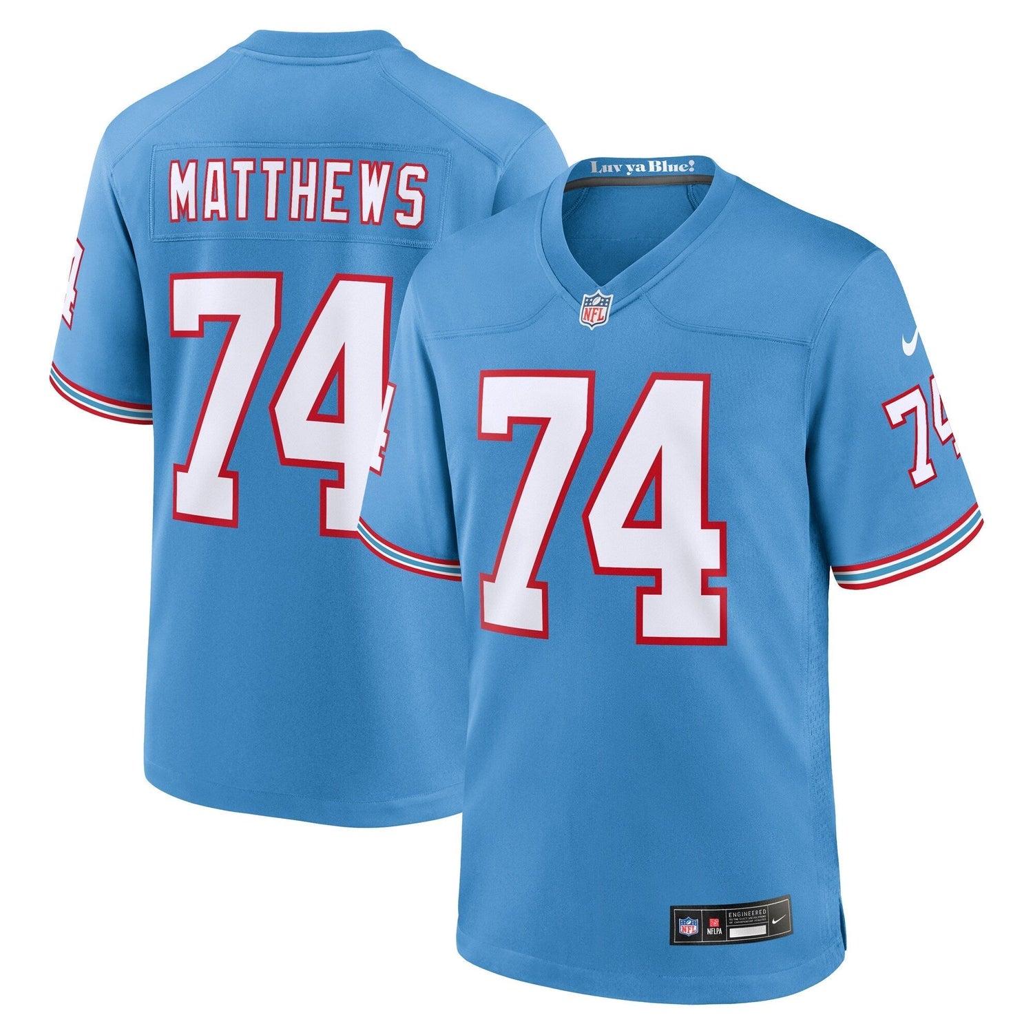 Bruce Matthews Tennessee Titans Nike Oilers Throwback Retired Game Jersey - Light Blue
