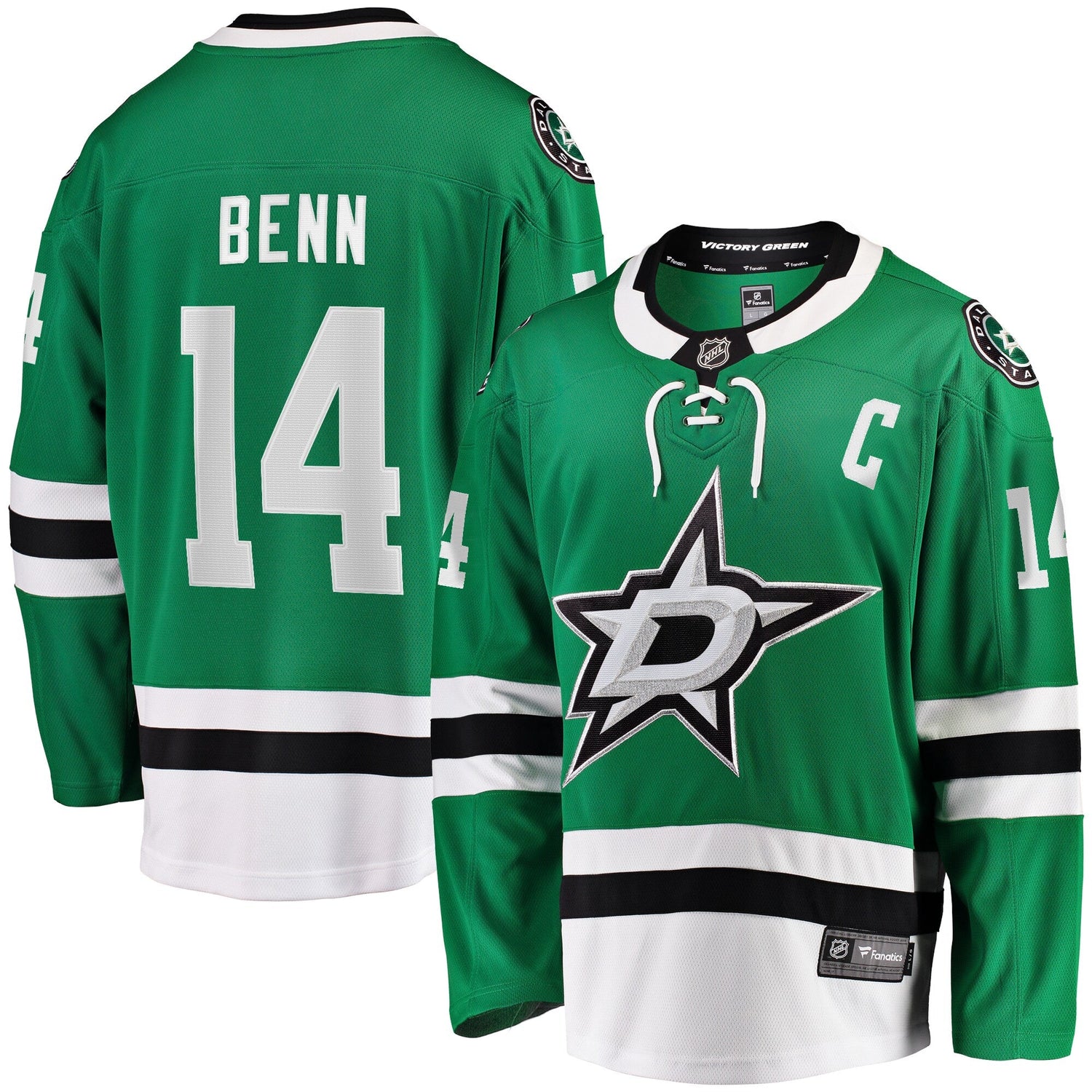 Jamie Benn Dallas Stars Captain Patch Home Breakaway Jersey - Kelly Green