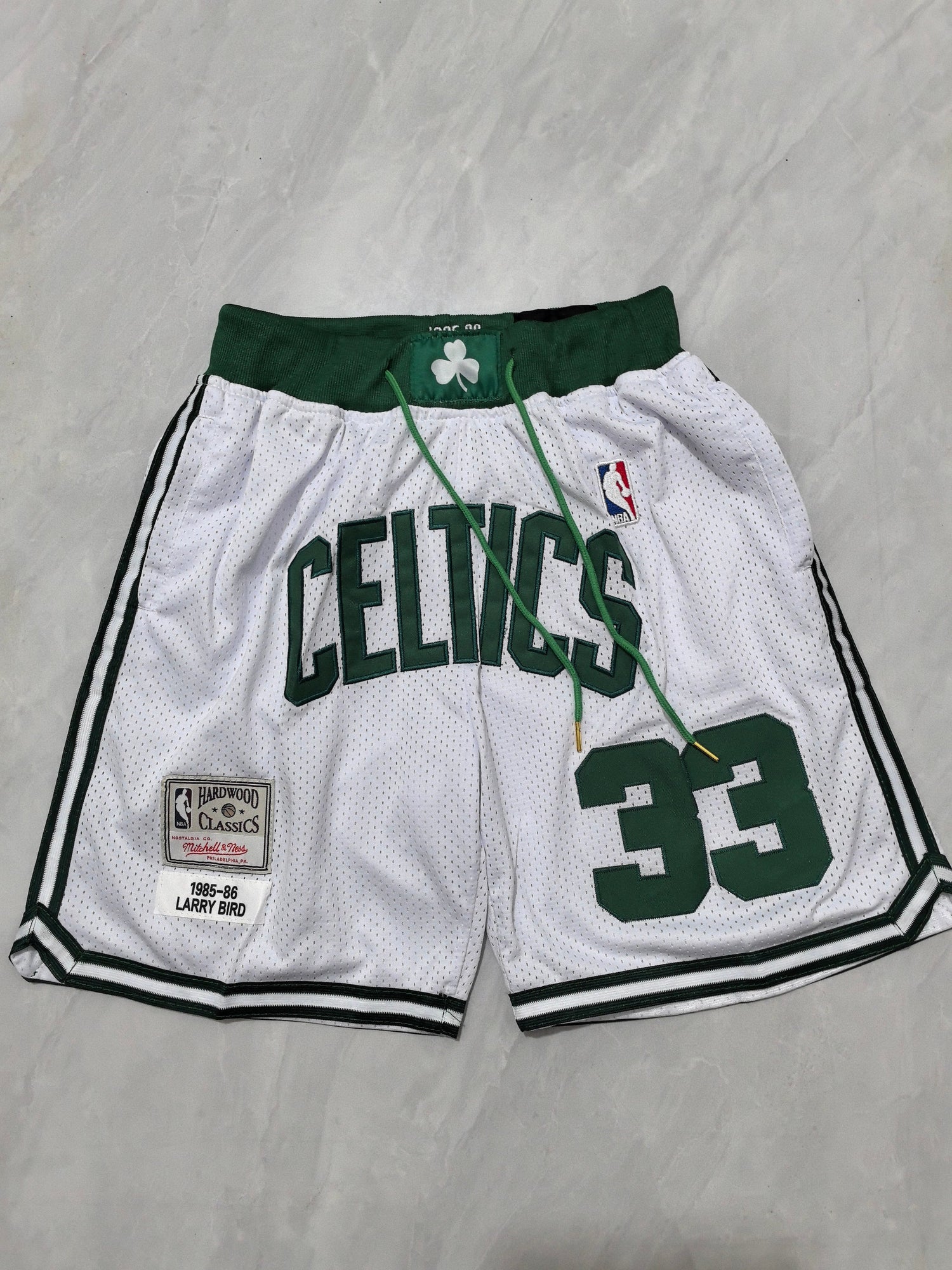 JUST DON Boston Celtics White Pocket Shorts