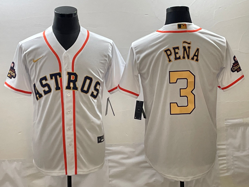 Men's Houston Astros Jeremy Pena Nike White/Gold 2023 Gold Collection Player Jersey