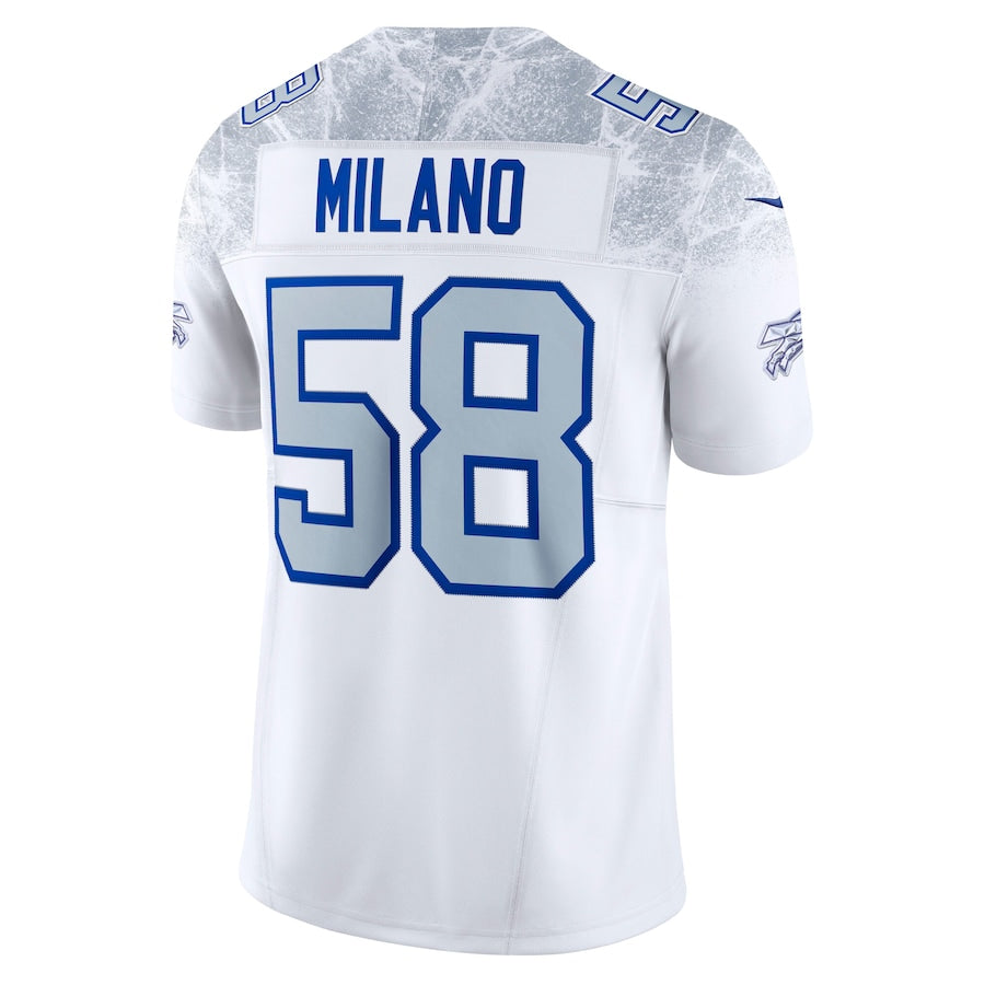 Men's Buffalo Bills Matt Milano Nike White 2025 Rivalries Collection F.U.S.E. VaporLimited Stitched Jersey