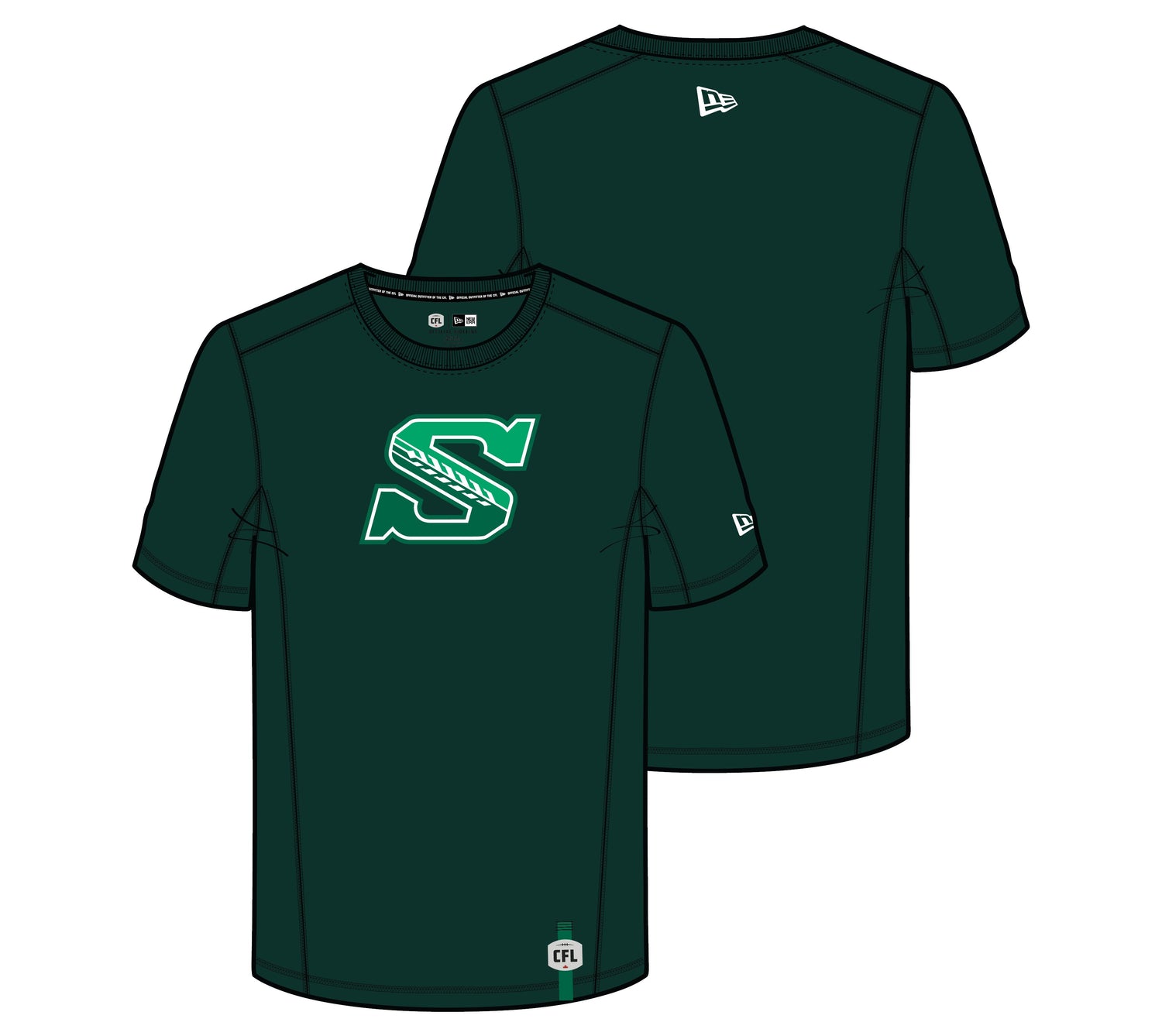 2025 Saskatchewan Roughriders CFL Football New Era Equipment Sideline T Shirt - Green