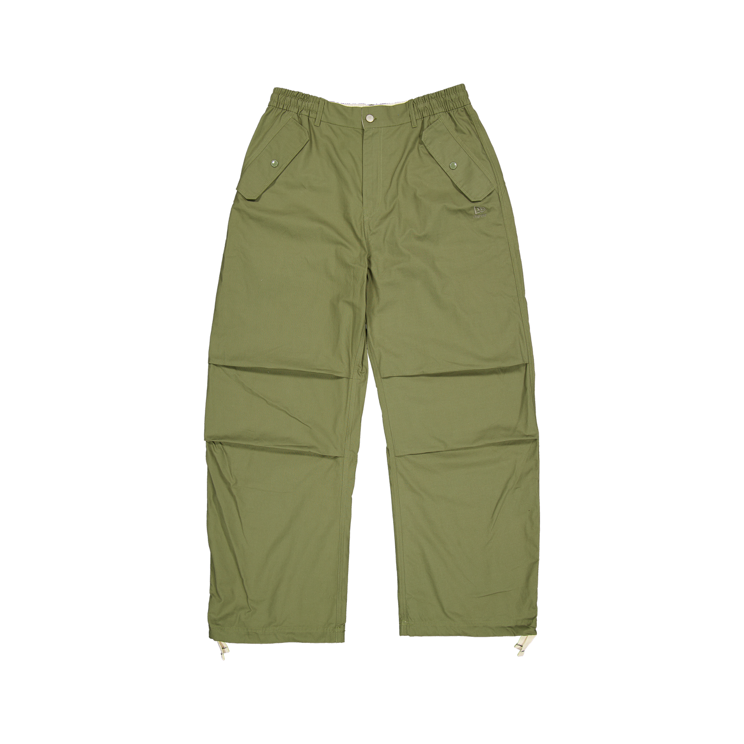 New Era Branded Loose Military Cargo Green Bark Pants