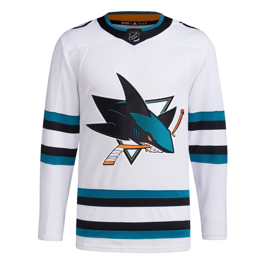 Men's San Jose Sharks adidas White Away Primegreen Authentic Jersey