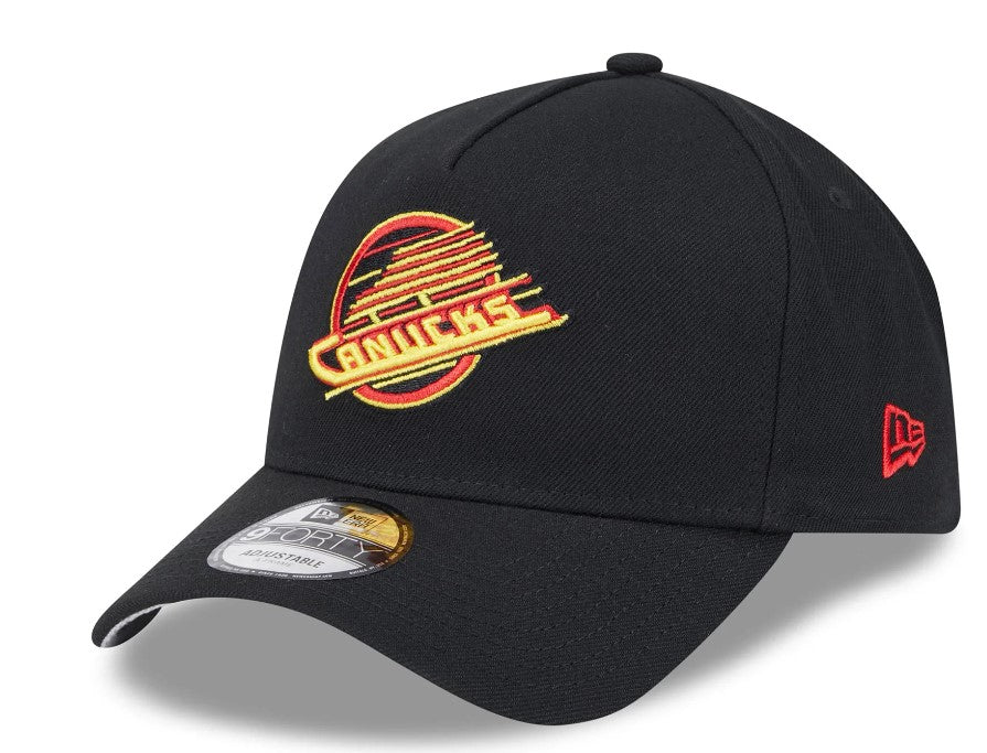 Men's Vancouver Canucks NHL New Era Black 9Forty A-Frame Snapback Hat