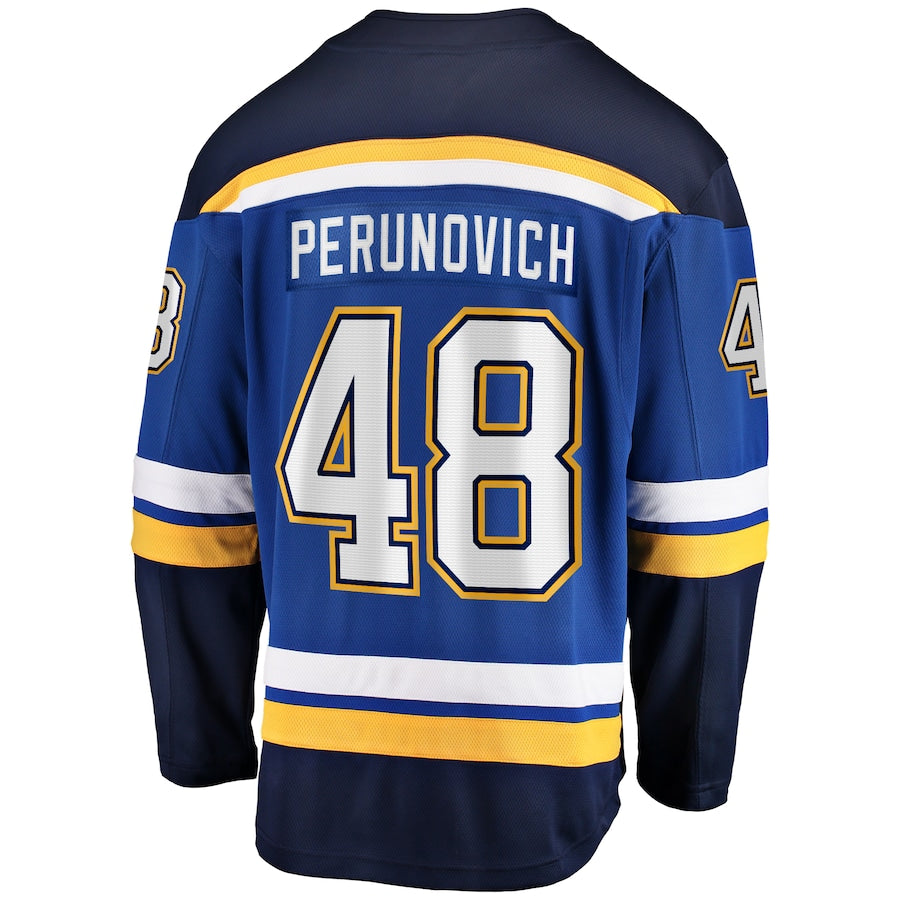 Men's St. Louis Blues Scott Perunovich Fanatics Blue Home Premier Breakaway Player Jersey