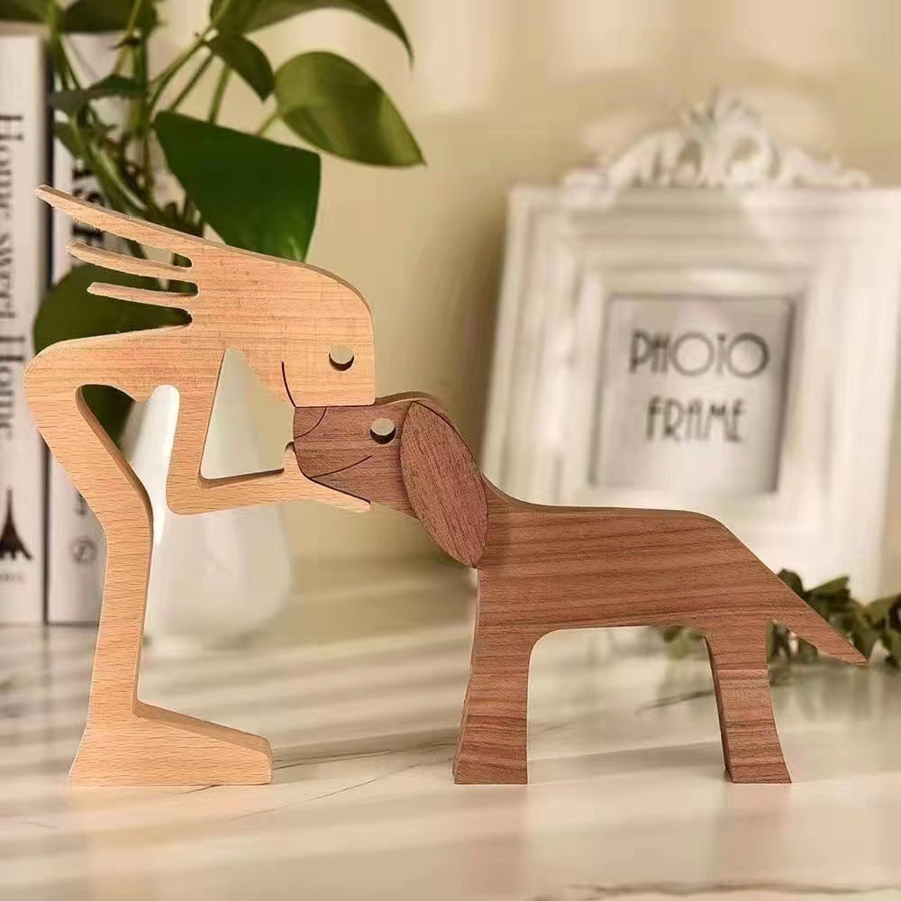 Handcrafted Wooden Dog Sculpture