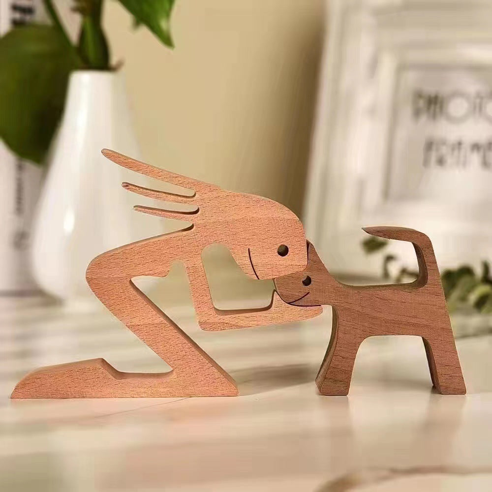 Handcrafted Wooden Dog Sculpture