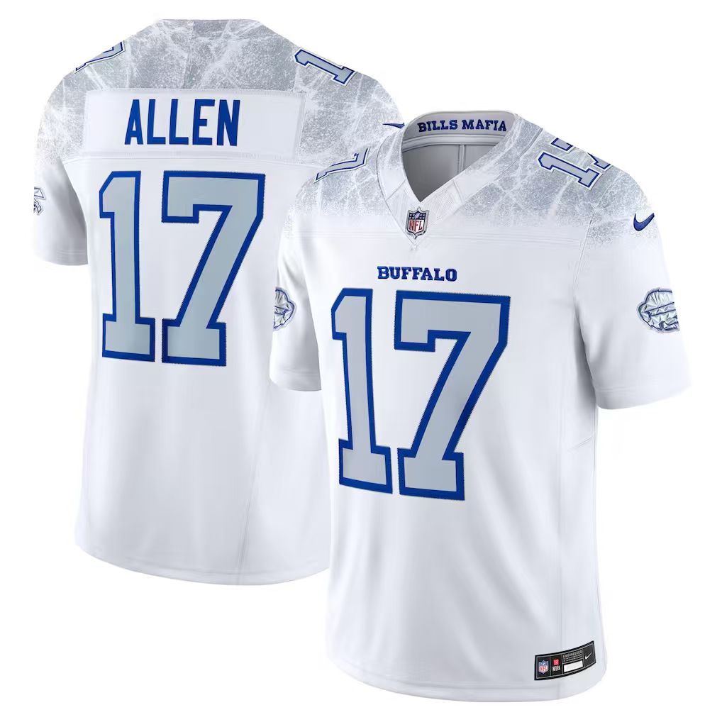 Men's Buffalo Bills Josh Allen Nike White 2025 Rivalries Collection F.U.S.E. VaporLimited Stitched Jersey