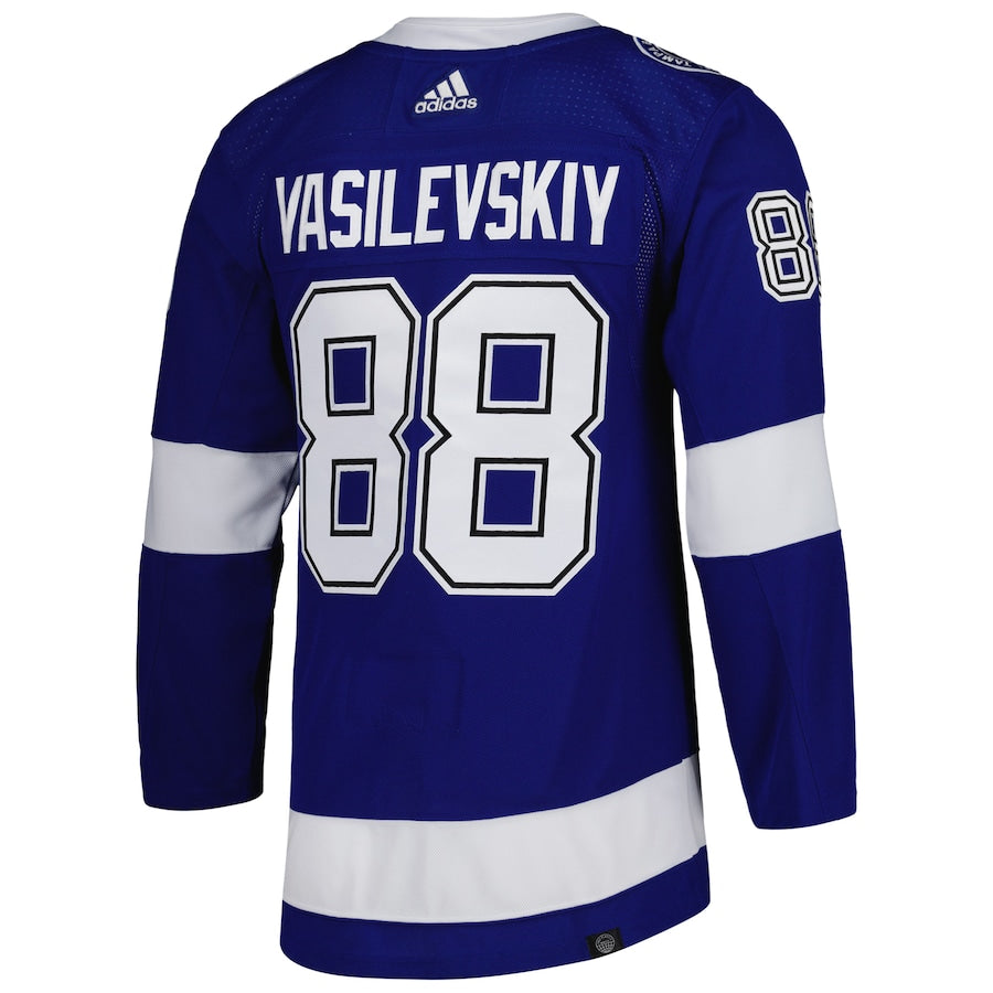 Men's Tampa Bay Lightning Andrei Vasilevskiy adidas Blue Primegreen Authentic Player Jersey