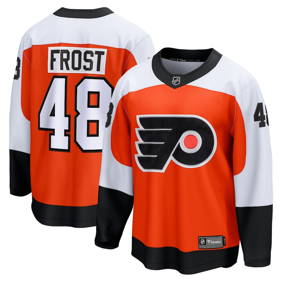 Men's Philadelphia Flyers Morgan Frost Fanatics Orange Home Breakaway Jersey