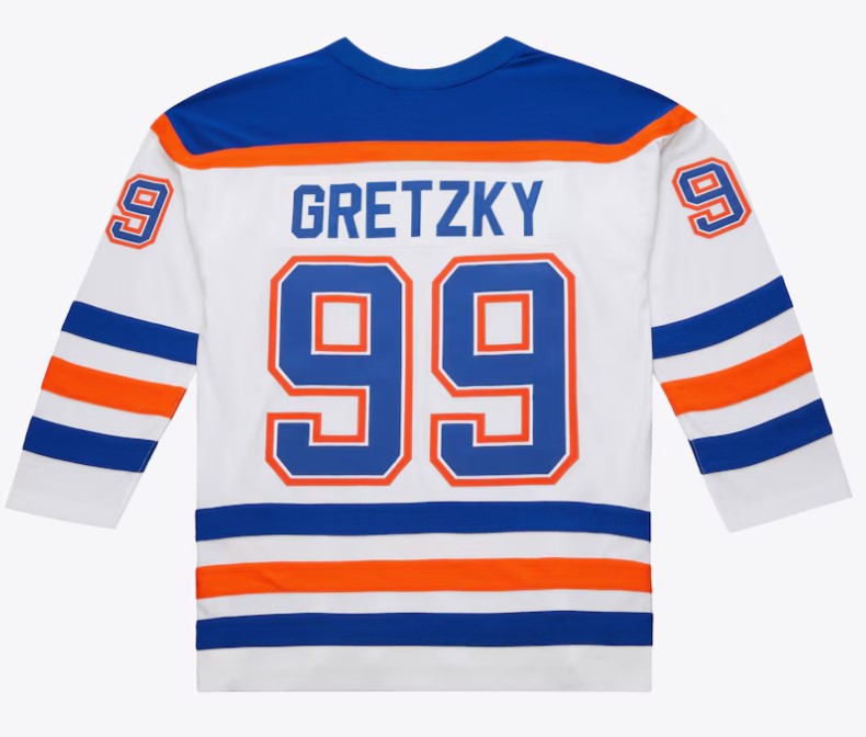 Men's Edmonton Oilers Wayne Gretzky Mitchell & Ness White Captain Patch 1986/87 Power Play Player Jersey (Copy)