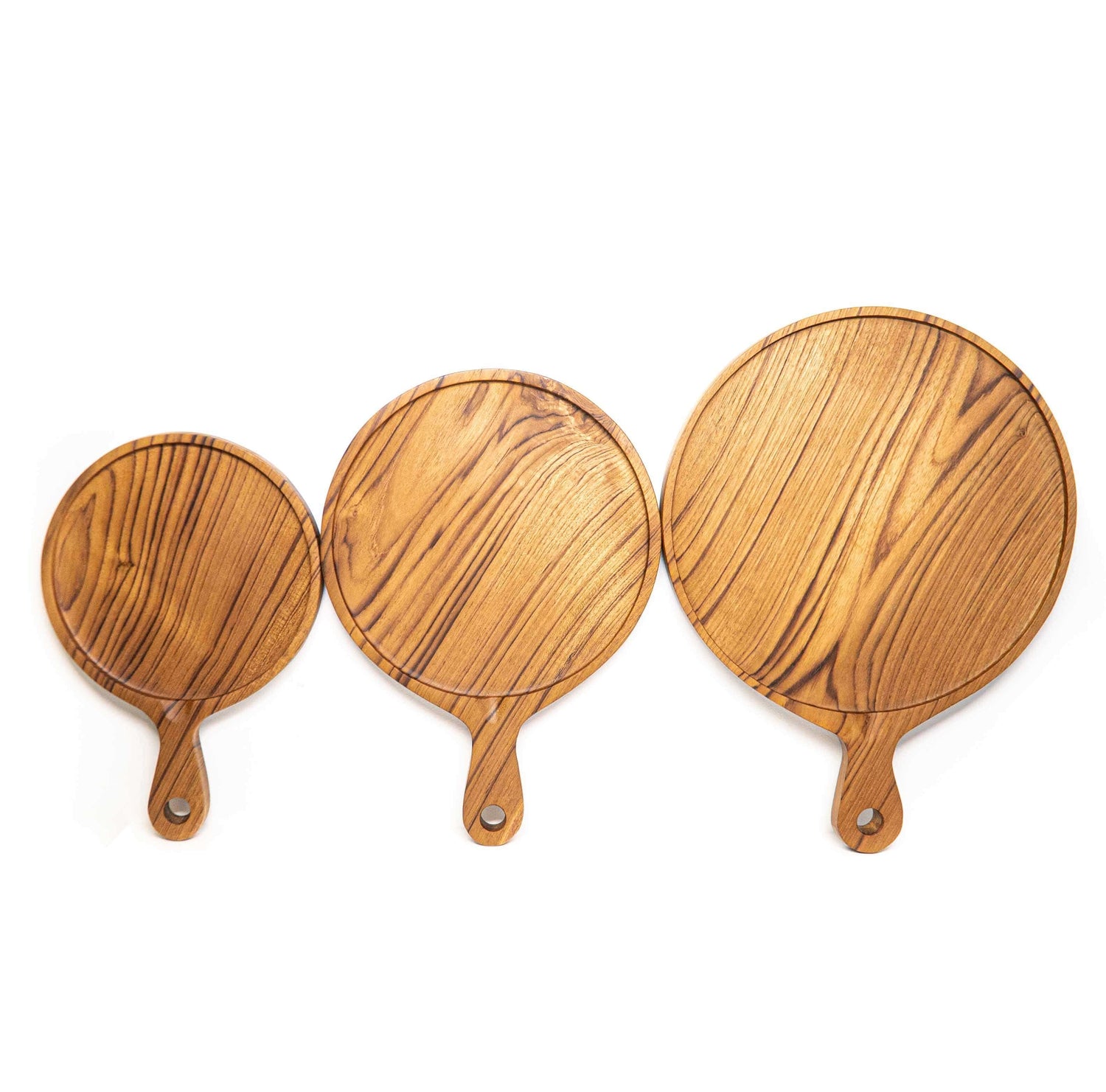 10 Inch Teak Wood Pizza Board with Handle & Rim