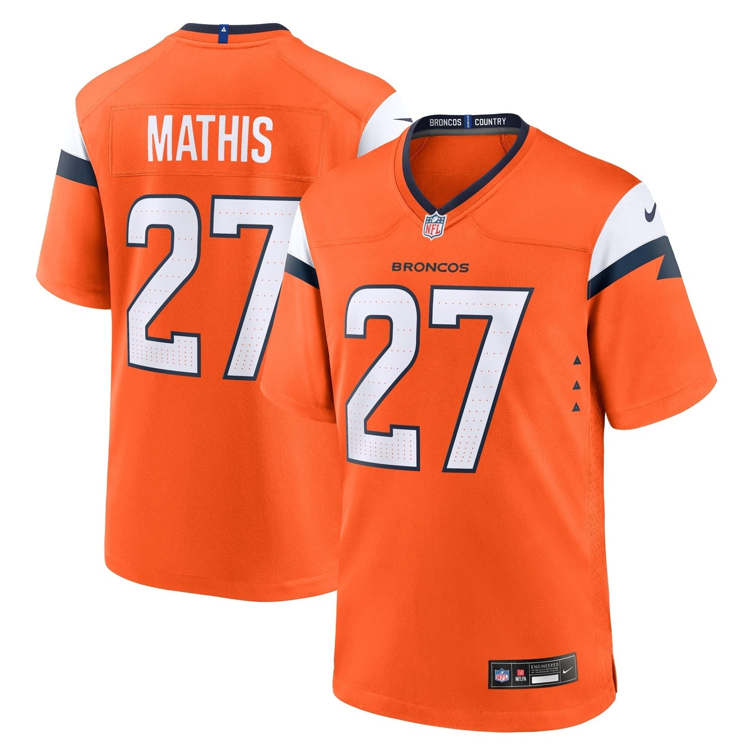 Damarri Mathis Denver Broncos Nike Team Game Jersey - Orange