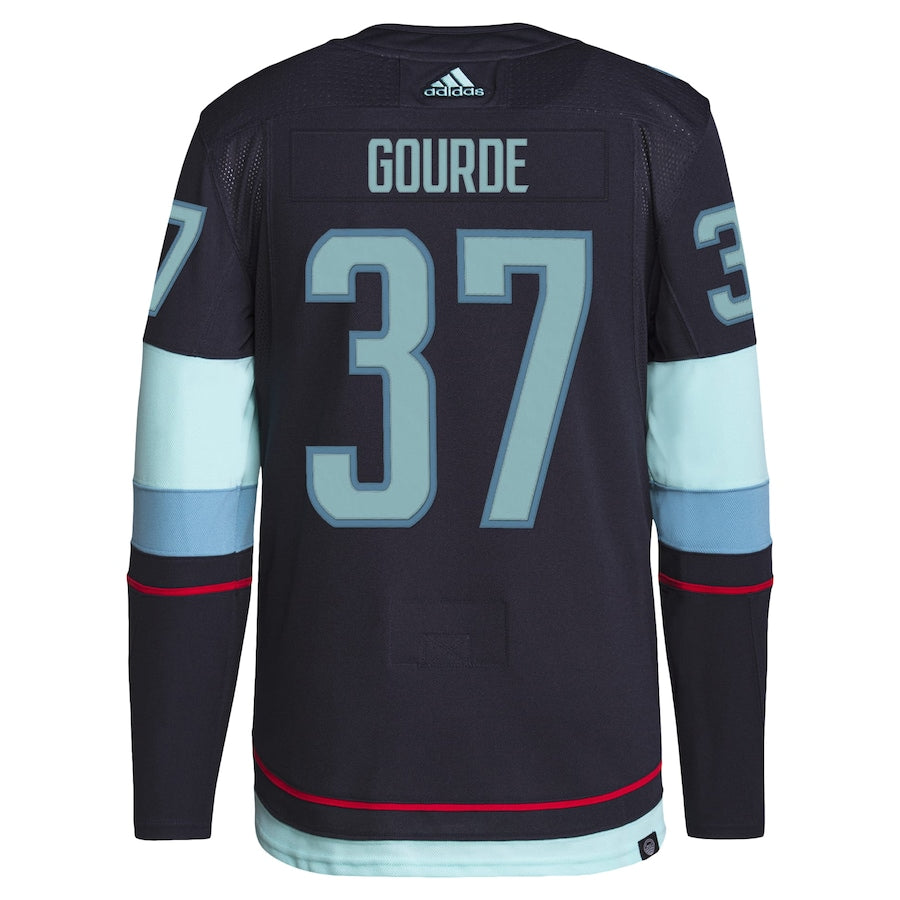Men's Seattle Kraken Yanni Gourde adidas Deep Sea Blue Home Primegreen Authentic Pro Player - Jersey