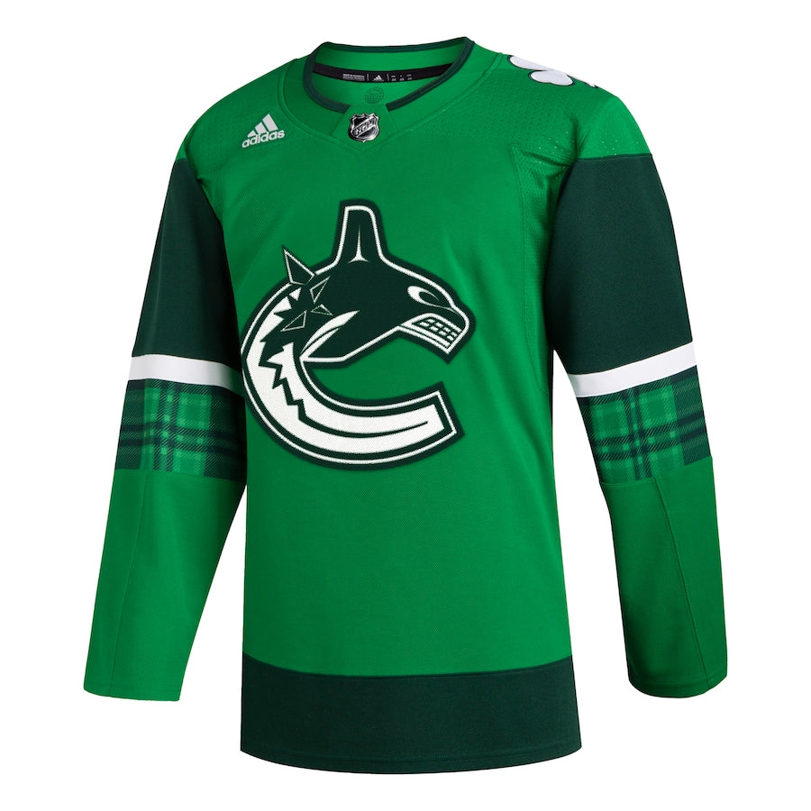Men's Vancouver Canucks adidas Kelly Green 2023 St. Patrick's Day Primegreen Authentic Jersey