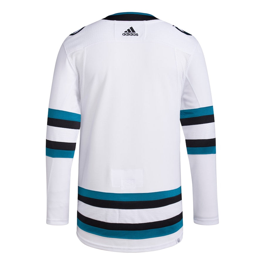 Men's San Jose Sharks adidas White Away Primegreen Authentic Jersey