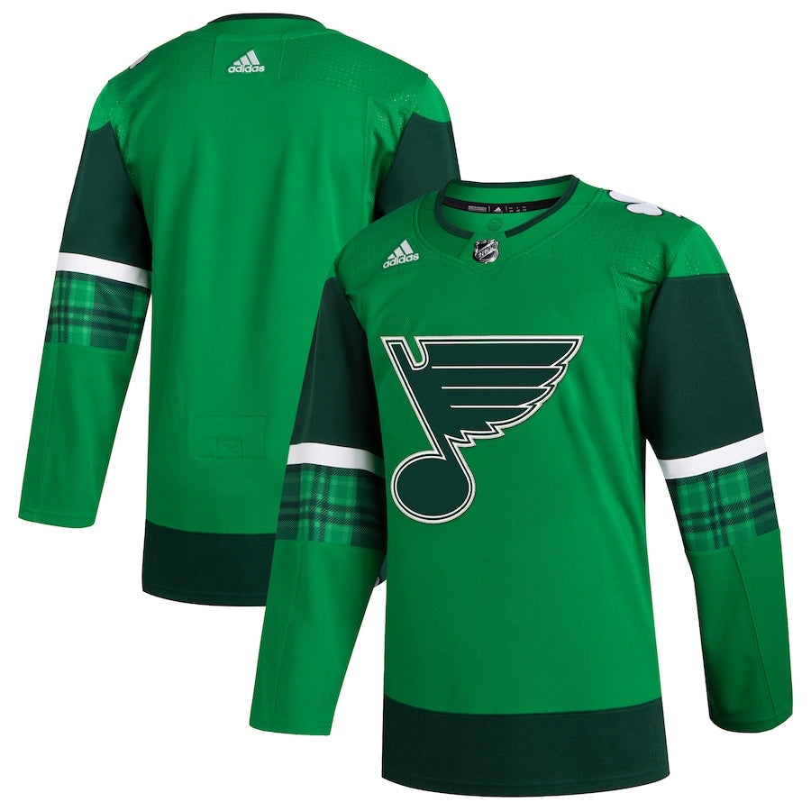 Men's St. Louis Blues adidas Kelly Green 2023 St. Patrick's Day Primegreen Authentic Jersey