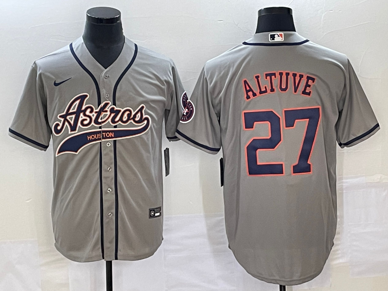 Men's Houston Astros Jose Altuve #27 Gray Jersey Joint Edition