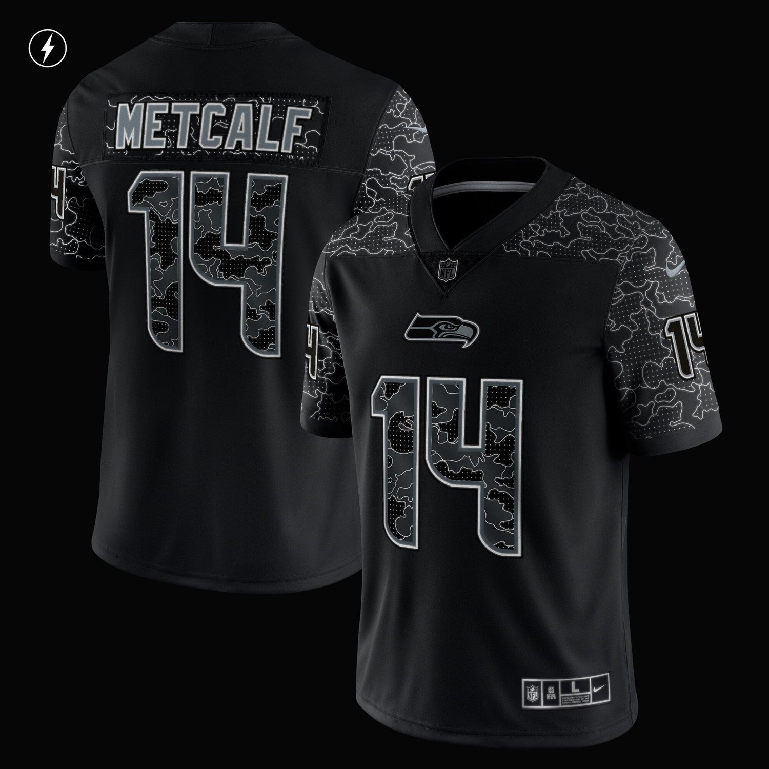 DK Metcalf Seattle Seahawks Nike RFLCTV Limited Jersey - Black