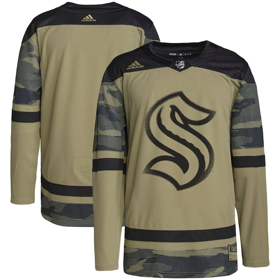 Men's Seattle Kraken adidas Camo Military Appreciation Team Authentic Practice Jersey