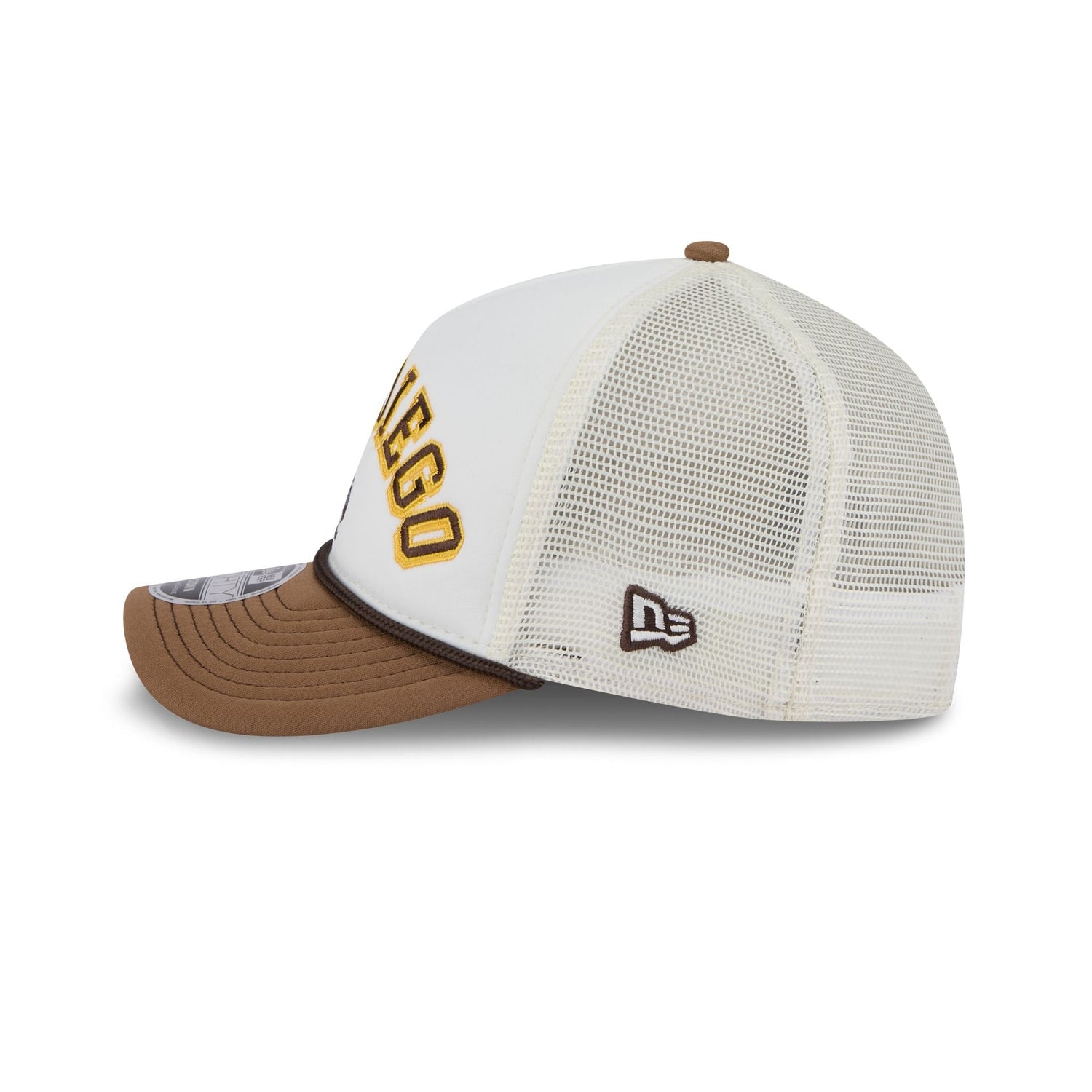 San Diego Padres Chrome Arch 9FORTY M-Crown A-Frame Trucker Hat