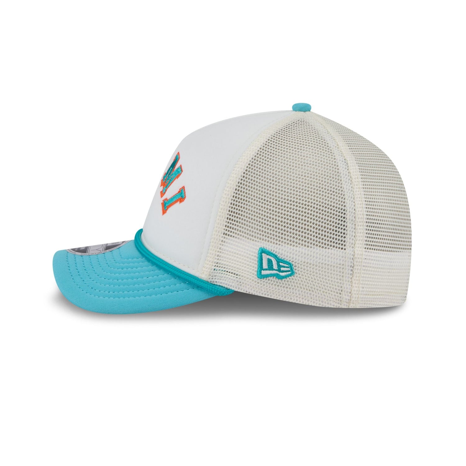 Miami Dolphins Chrome Arch 9FORTY M-Crown A-Frame Trucker Hat