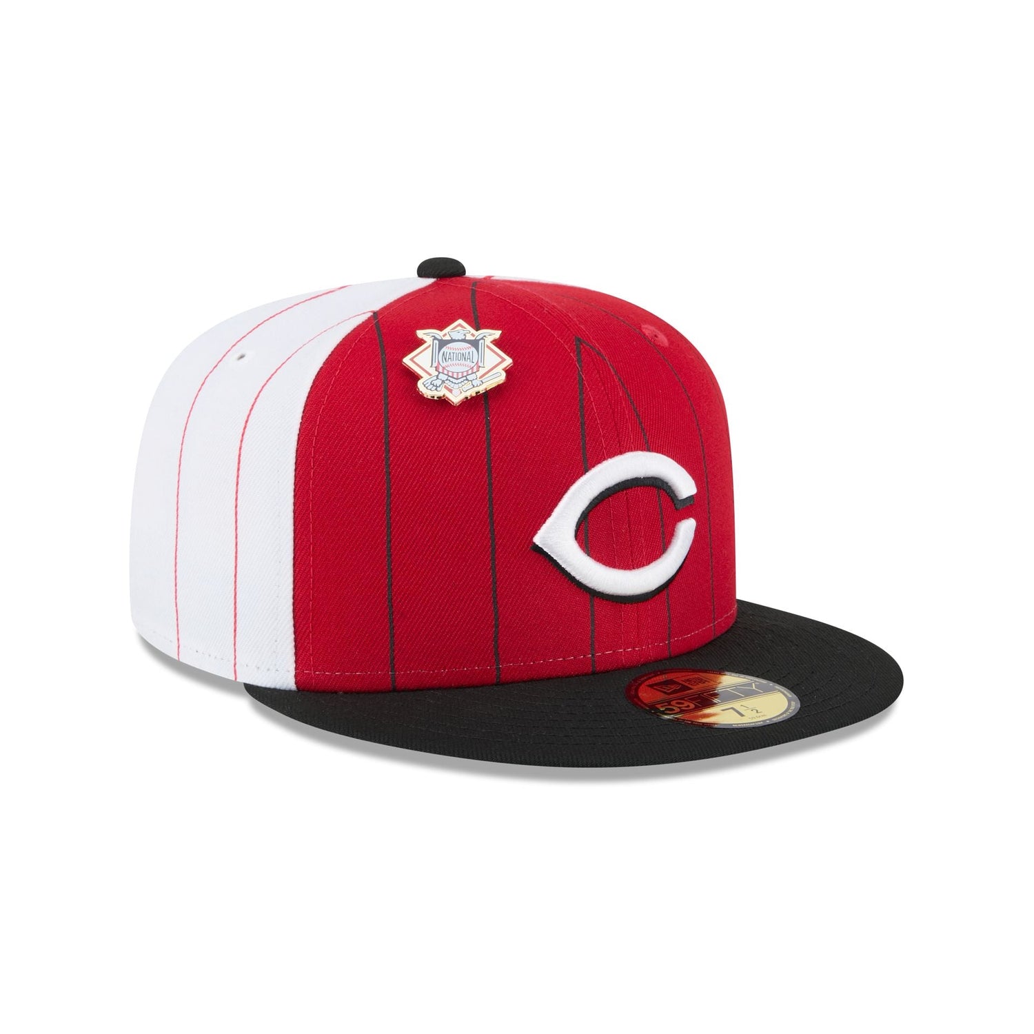 Cincinnati Reds Pinstripe League Pin 59FIFTY Fitted Hat