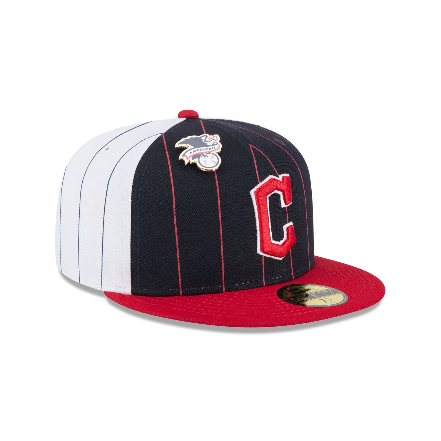 Cleveland Guardians Pinstripe League Pin 59FIFTY Fitted Hat