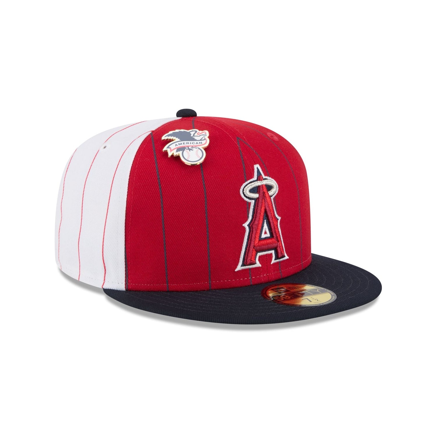 Los Angeles Angels Pinstripe League Pin 59FIFTY Fitted Hat