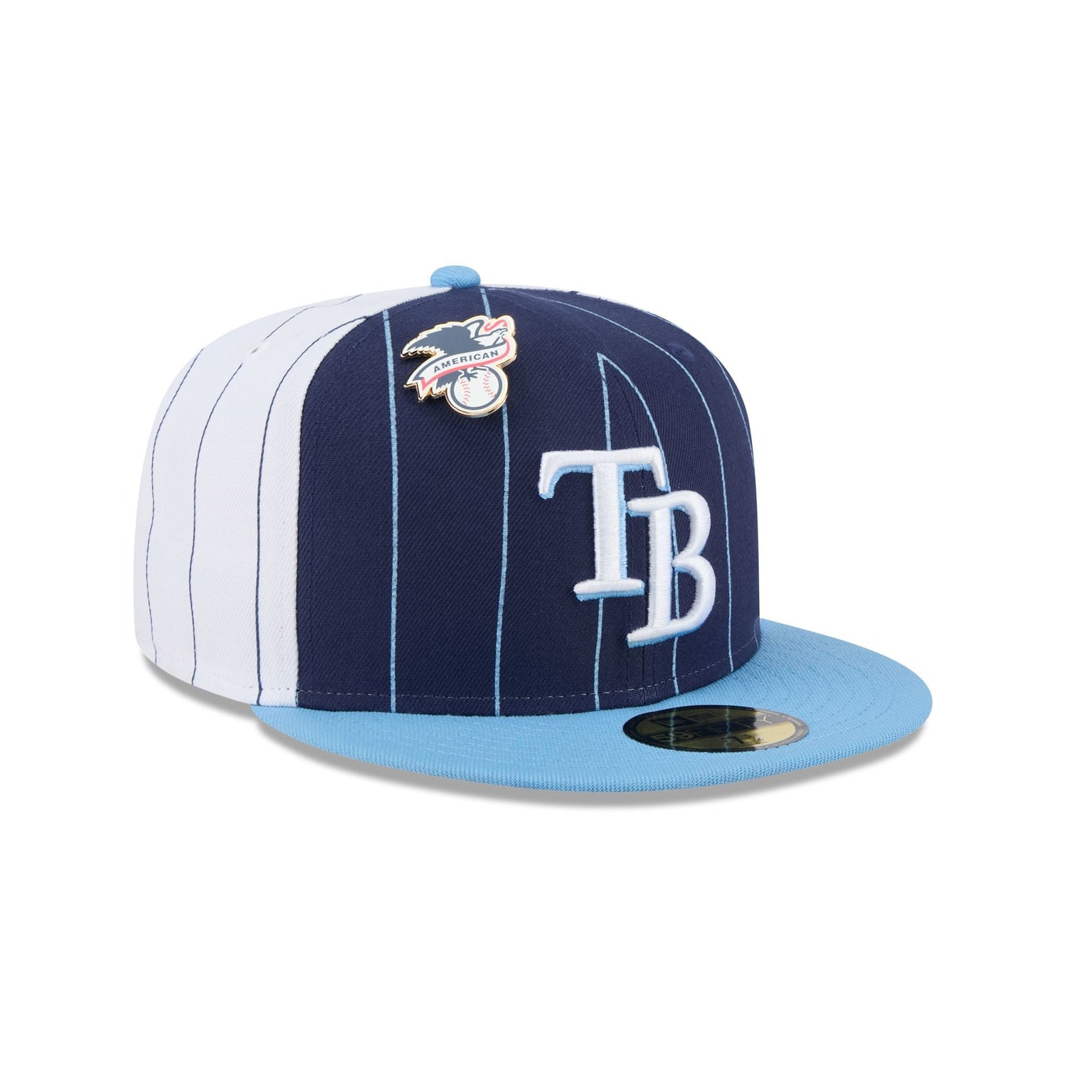 Tampa Bay Rays Pinstripe League Pin 59FIFTY Fitted Hat