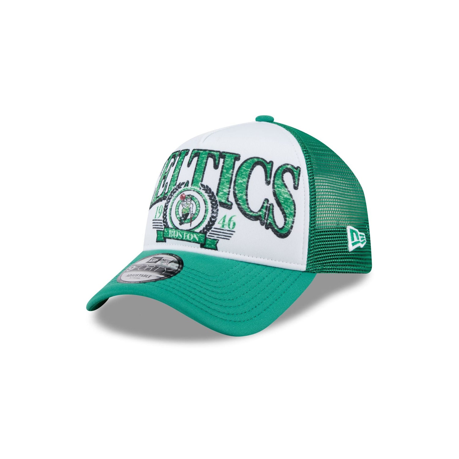 Boston Celtics Distressed 9FORTY A-Frame Trucker Hat