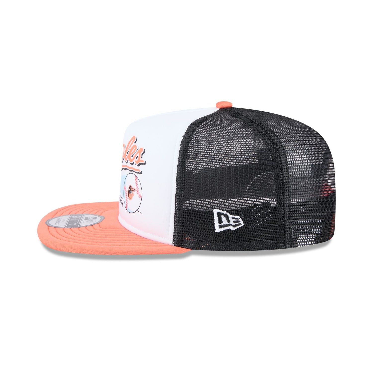 Baltimore Orioles Retro Script 9FIFTY A-Frame Trucker Hat