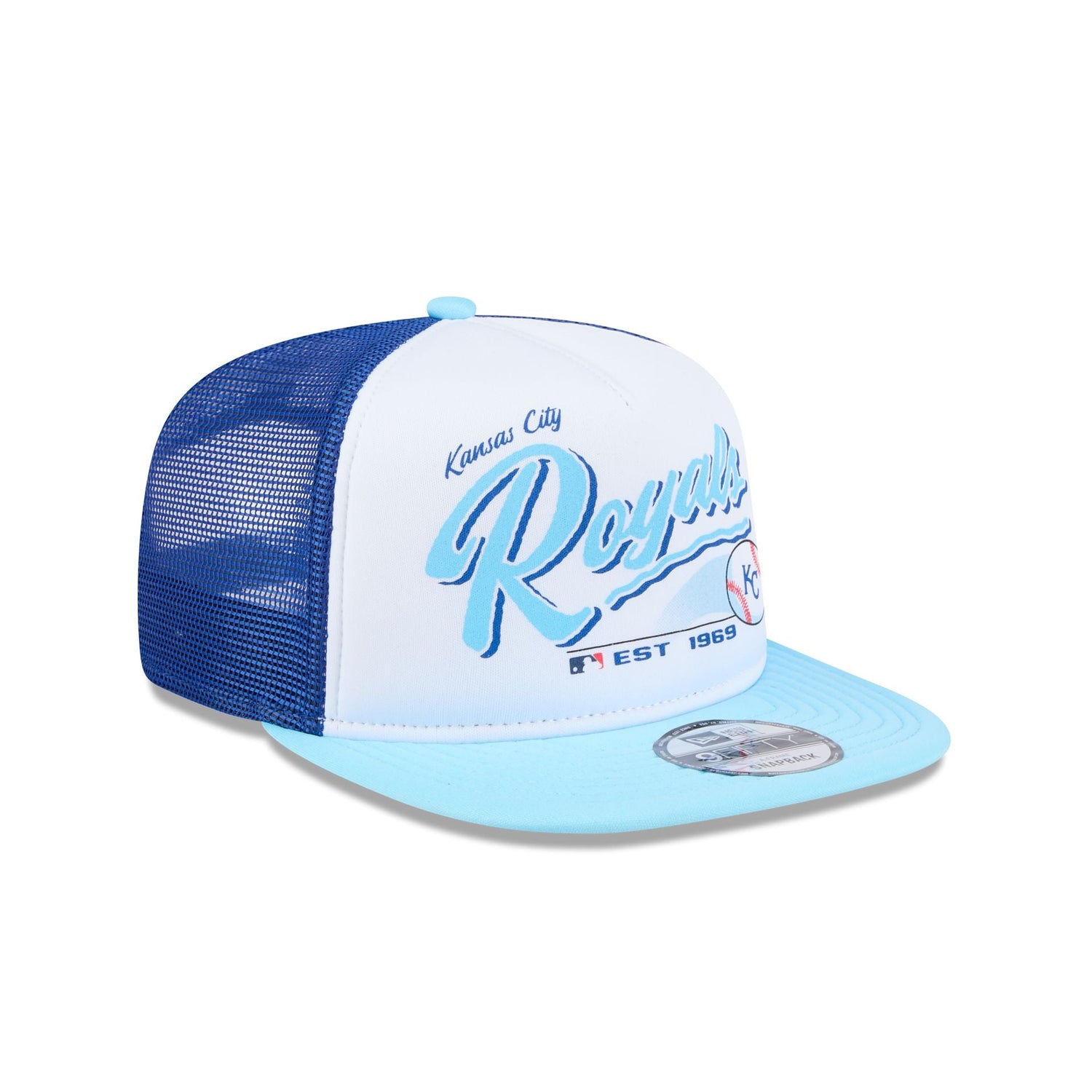 Kansas City Royals Retro Script 9FIFTY A-Frame Trucker Hat