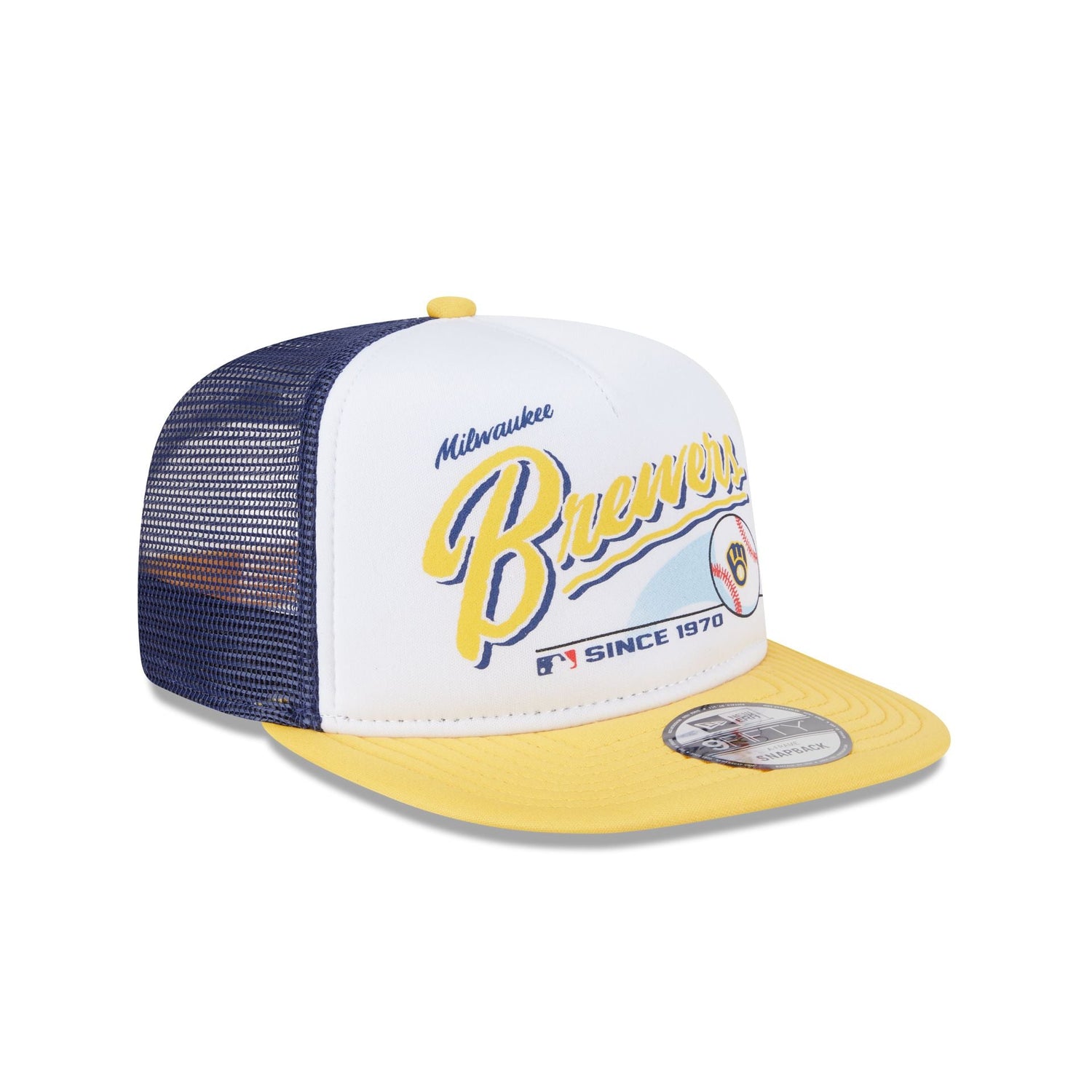Milwaukee Brewers Retro Script 9FIFTY A-Frame Trucker Hat