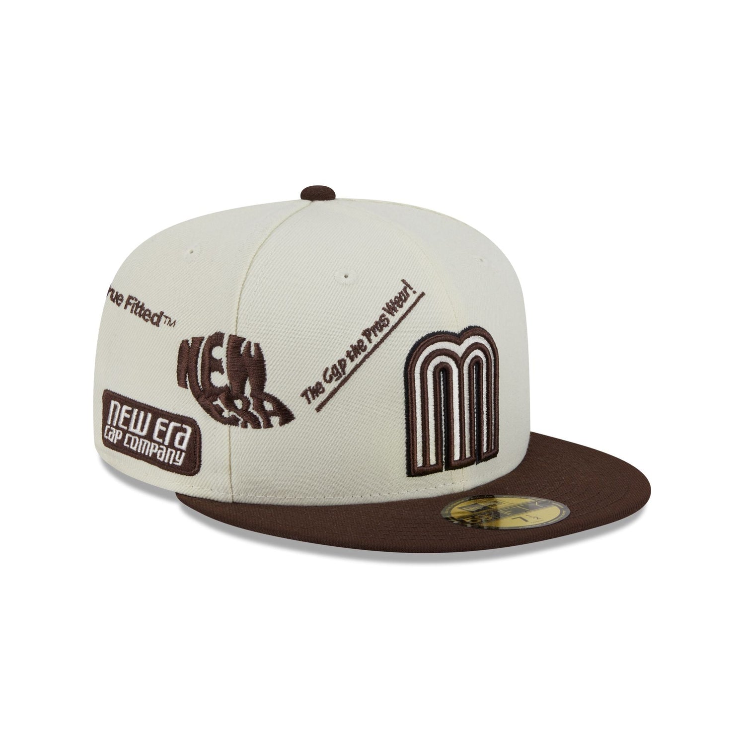Mexico Baseball New Era Anniversary Logos Brown Visor 59FIFTY Fitted Hat