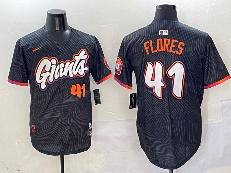 Men's San Francisco Giants Wilmer Flores #41 Black 2025 City Connect Limited Player Jersey