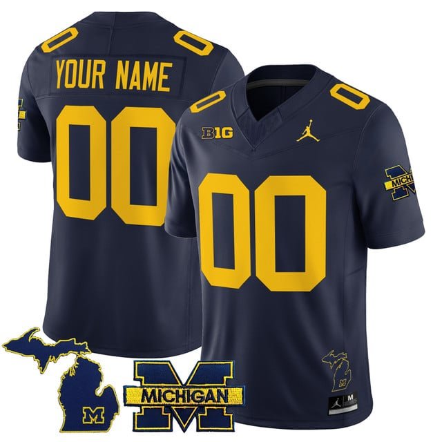 Custom Michigan Wolverines Jersey 2025 Vapor Limited Navy - All Stitched