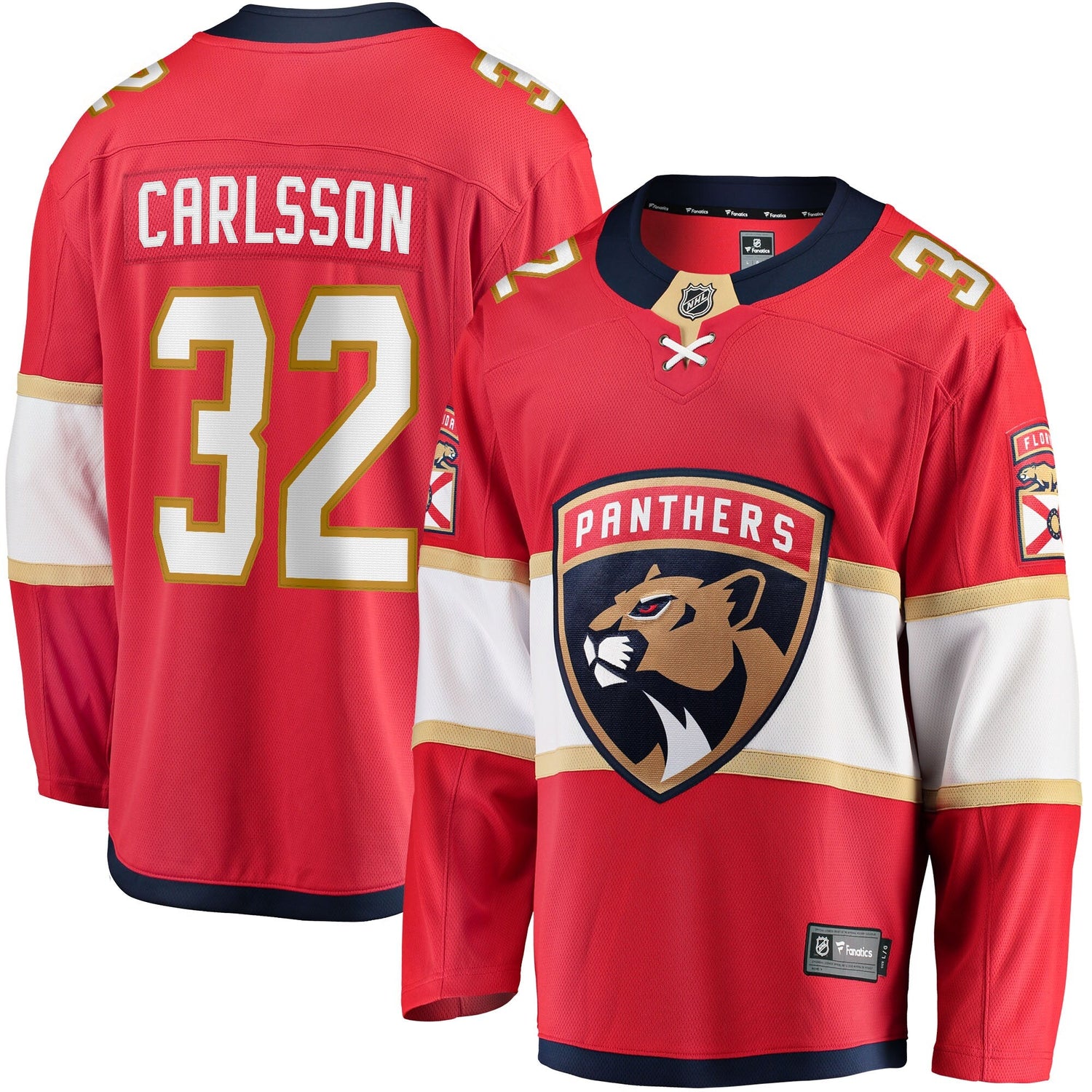 Lucas Carlsson Florida Panthers Home Breakaway Jersey - Red
