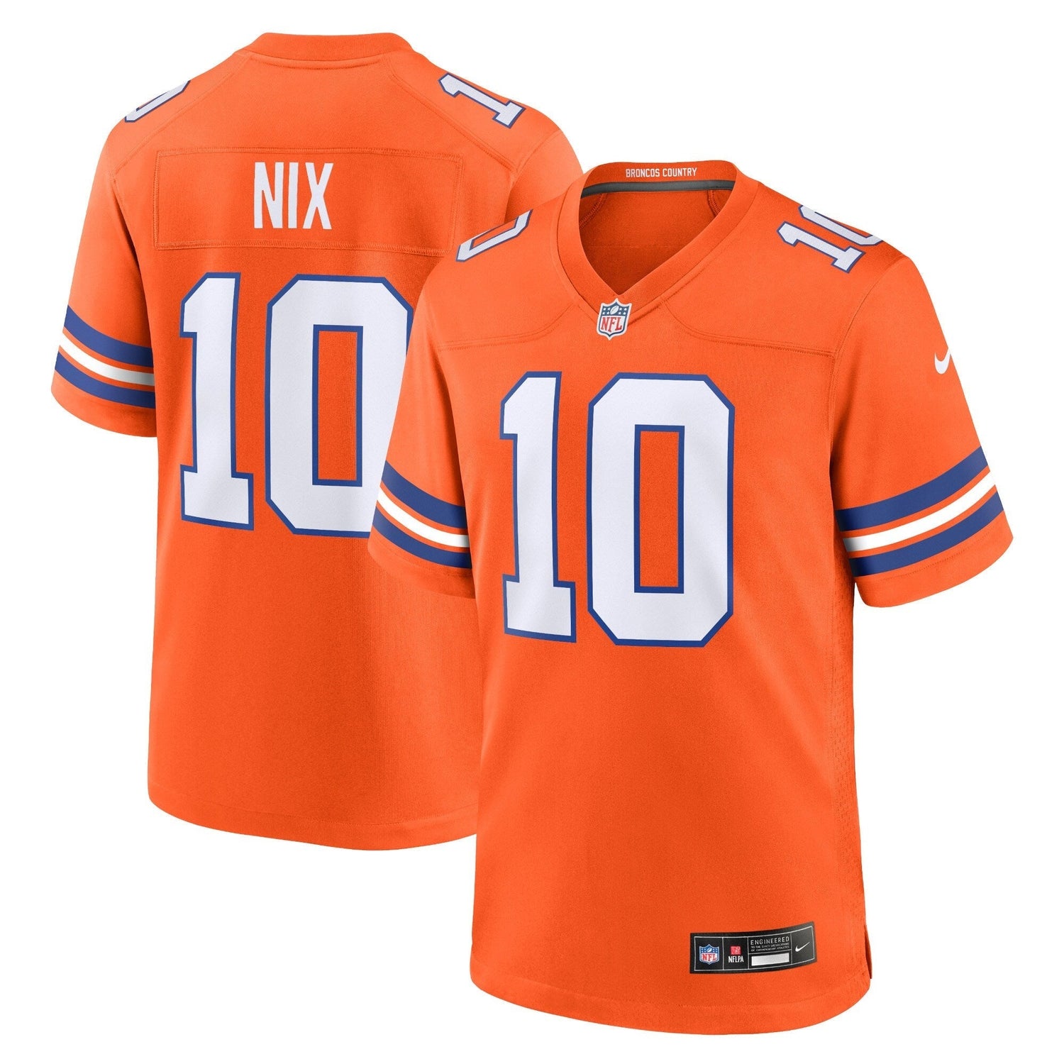 Bo Nix Denver Broncos Nike Mile High Collection 1977 Throwback Game Jersey - Orange