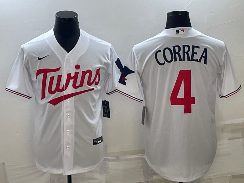 Men's Minnesota Twins Carlos Correa #4 White Home Player Jersey