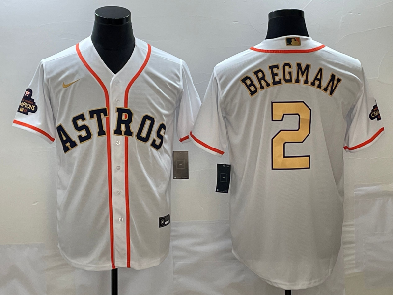 Men's Houston Astros Alex Bregman Nike White/Gold 2023 Gold Collection Player Jersey