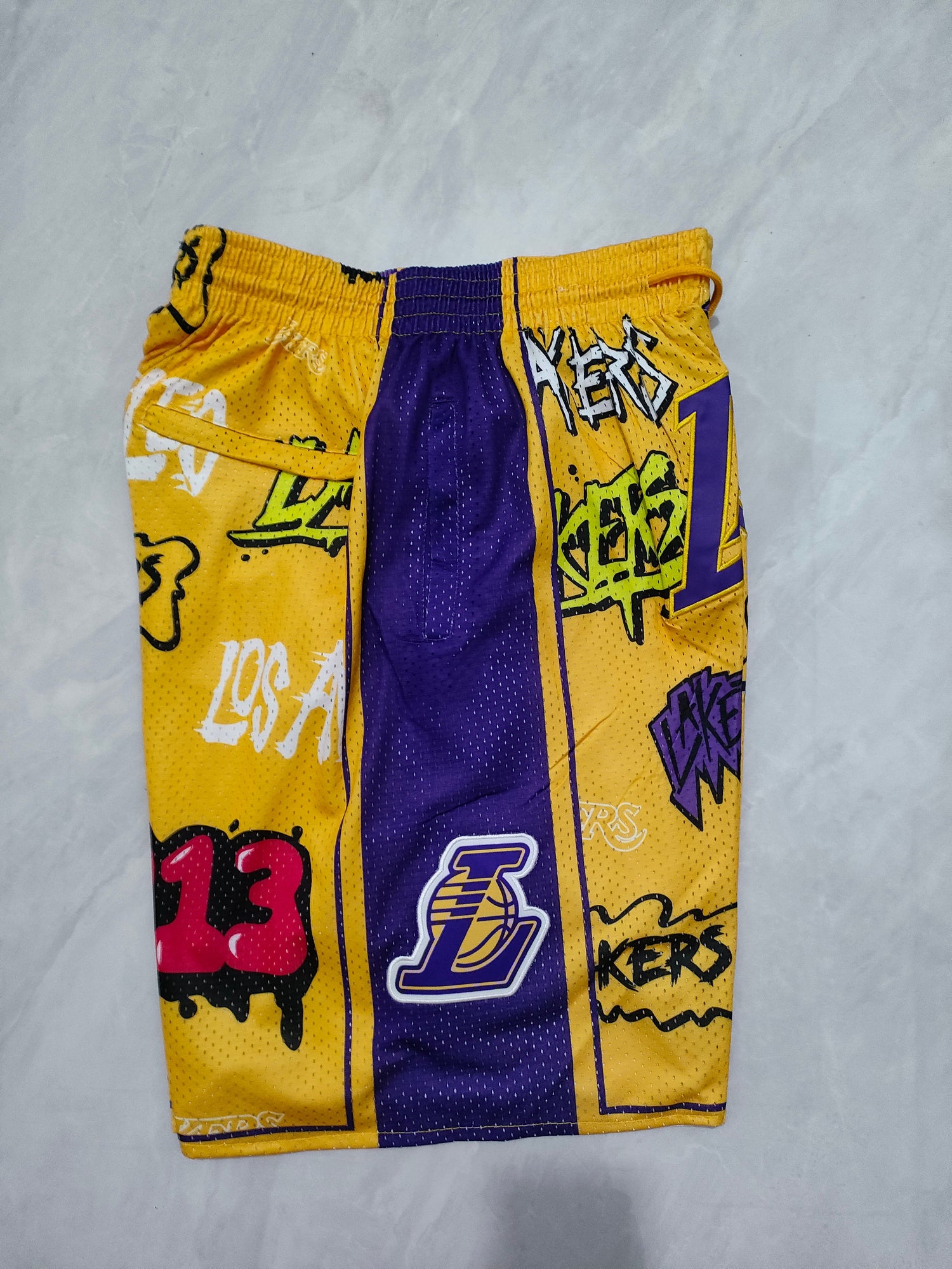 JUST DON Los Angeles Lakers Graffiti Style Pocket Shorts