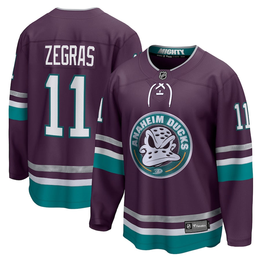 Trevor Zegras Anaheim Ducks 30th Anniversary Premier Breakaway Jersey - Purple