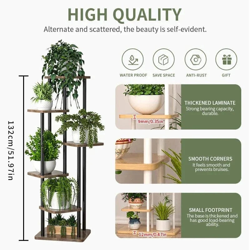 Wooden Plant Stand – 5/6/8-Tier Flower Shelf Rack for Pots & Garden Decor