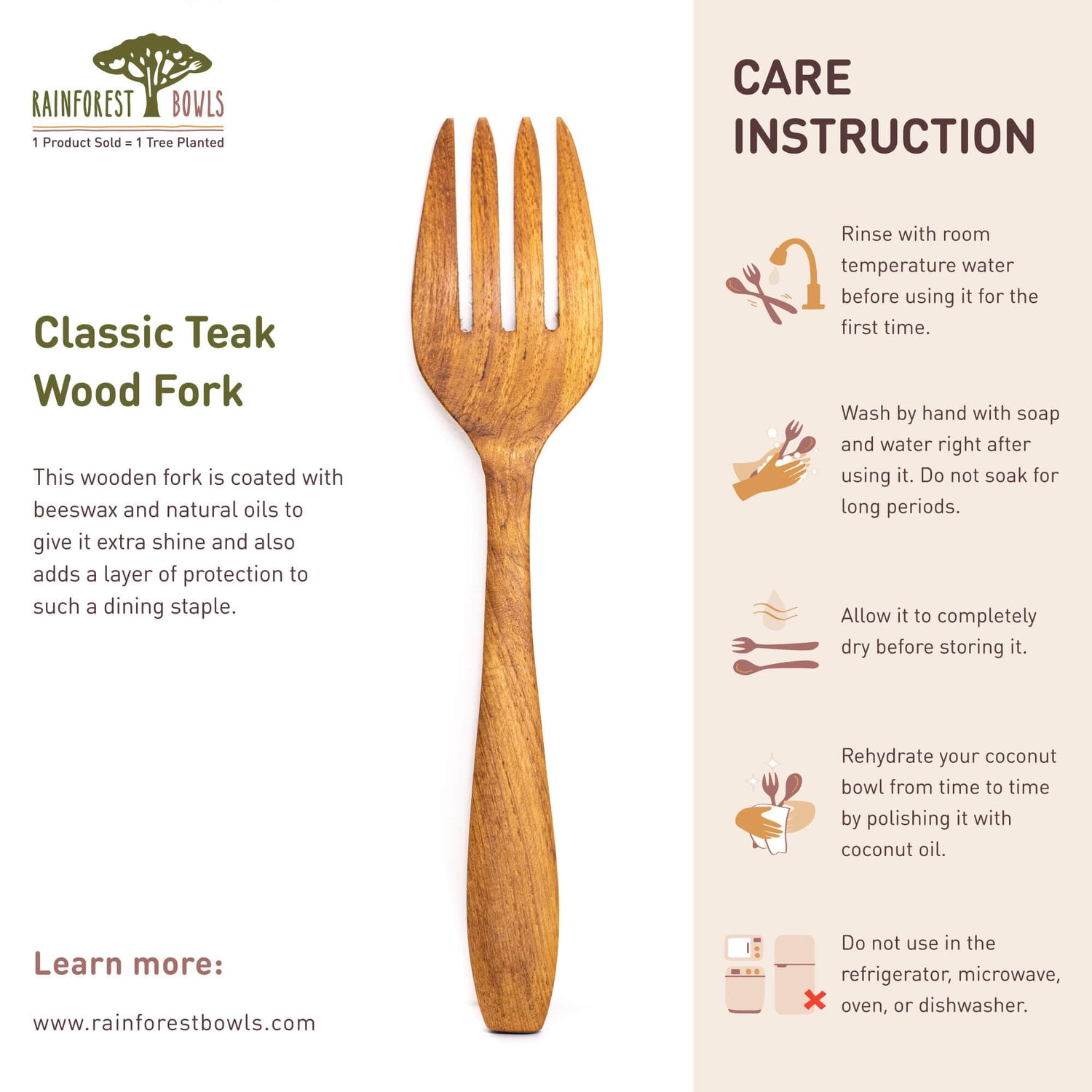 Classic Teak Wood Fork