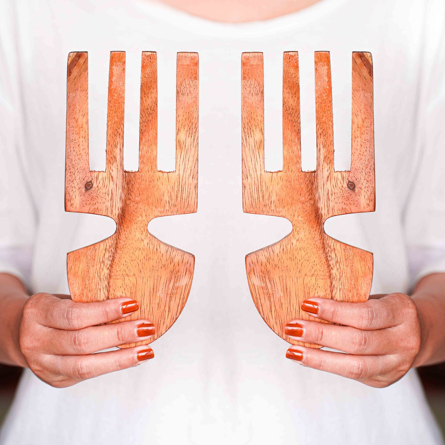 Acacia Wood Salad Serving Hands - Pair
