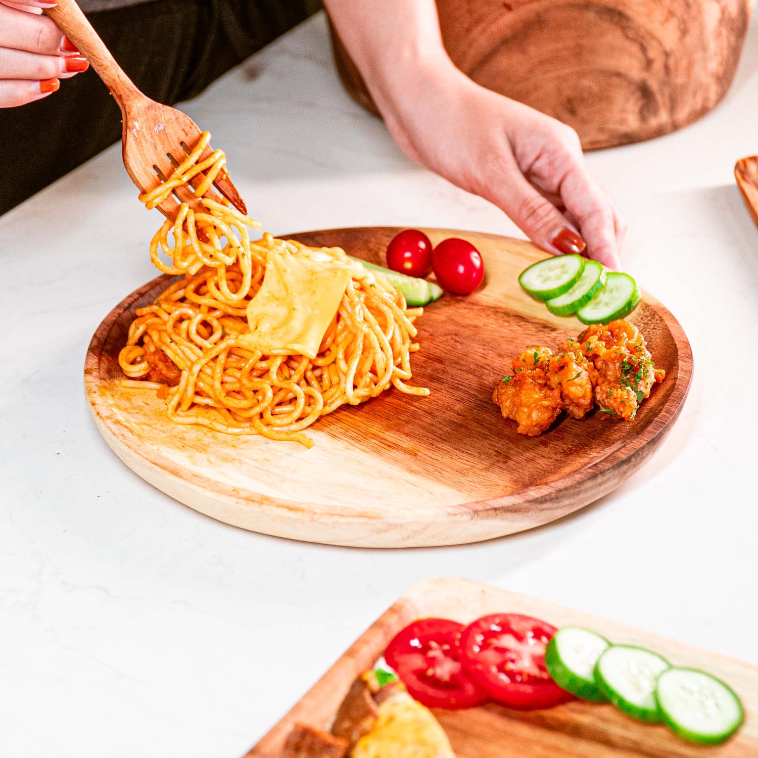 Round Classic Acacia Wood Salad Plate