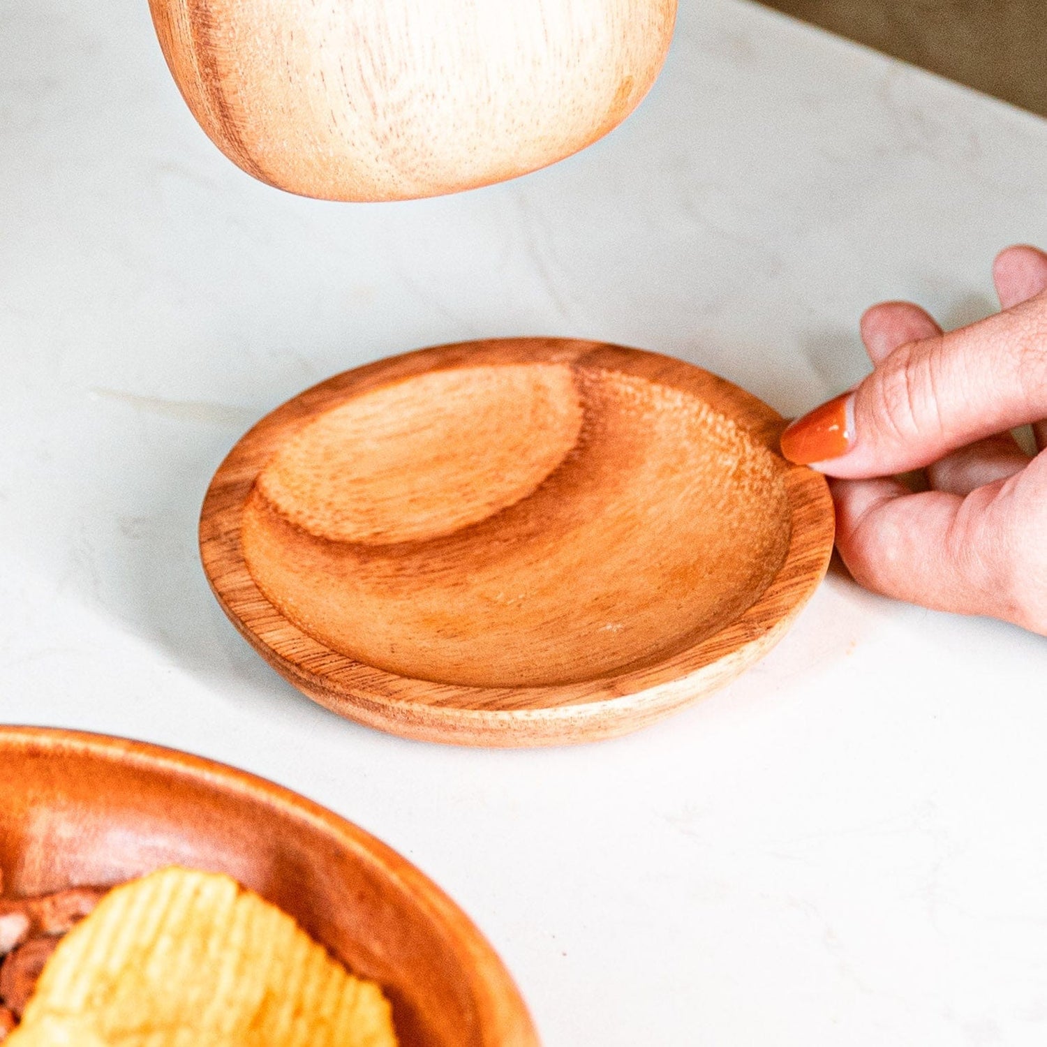 4-Pc Acacia Wood Round Coaster Set